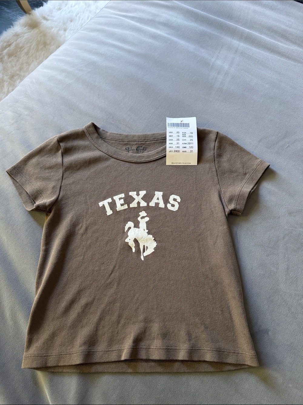 Brandy Melville 'Texas' Graphic Tee in Brown - (Brand Unspecified) NWT